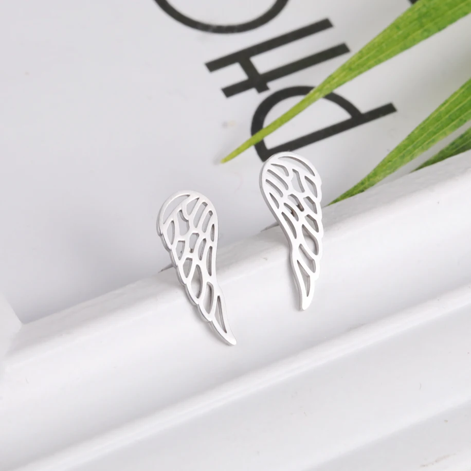 Simple Hollow Wing Stud Earrings 2022 New Stainless Steel Women Earrings Trend Charm Jewelry Accessories 4