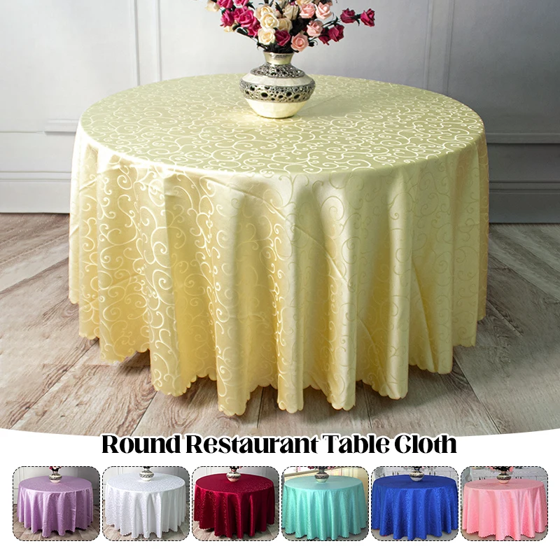 Luxury Round Hotel Dining Tablecloth Jacquard Wedding Table Skirt Cover Decoration Home Party Restaurant Table Cloth
