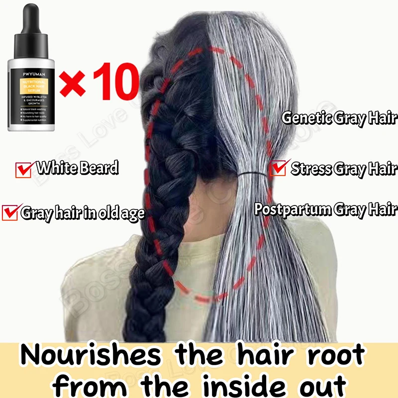 Anti Gray Hair Essence Hair Blackening Serum Treatment for White Hair Repair Care Nourish Scalp Anti Loss hair growth serum