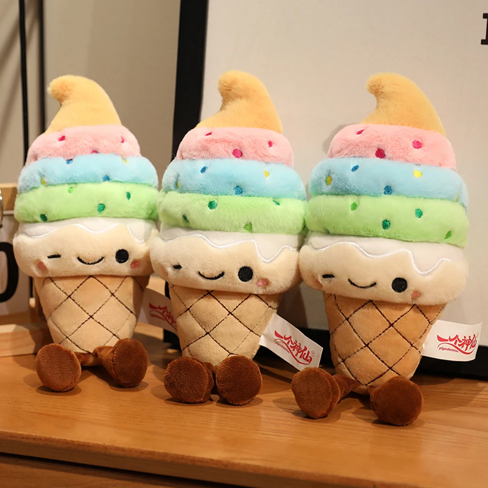 8 Inch Colorful Ice Cream Cone Plush Toy Rainbow Ice Cream Stuffed