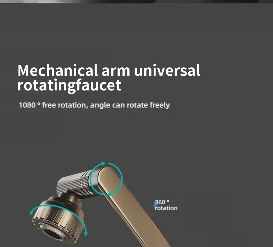 Mechanical Arm Universal Faucet Bathroom Kitchen Splashproof 360 degree swivel kitchen faucet Hot and Cold Tap Faucet Accessorie