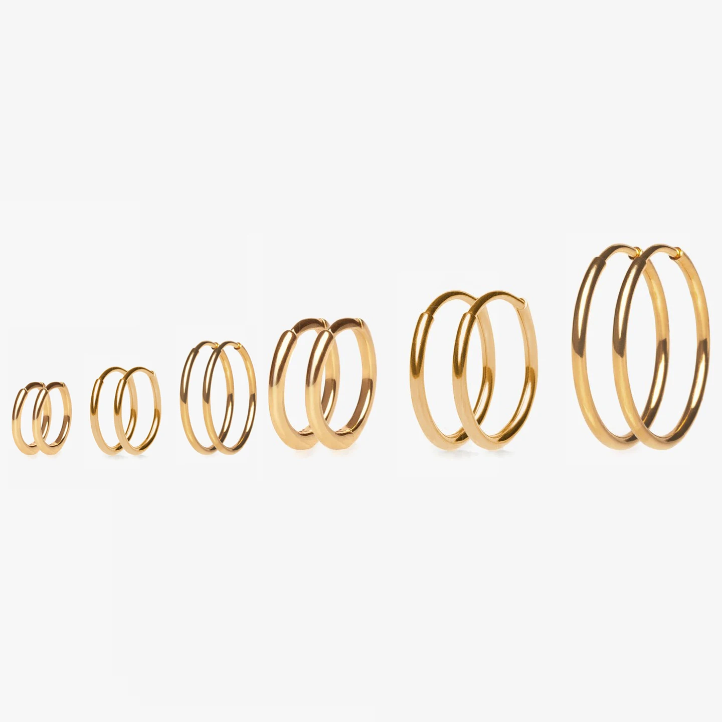 Gold Color Small Hoop Earrings Stainless Steel Circle Round Huggies for Women Men 2020 Ear Ring Bone Buckle Fashion Jewelry 25MM 3