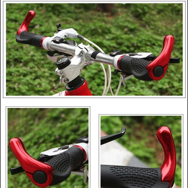Bicycle Handlebar Grips Grip Handlebar End Cap Aluminium Alloy Lock Mountain Handle Bar Grip Bike Anti-Skid Rubber Bicycle Skid-Proof Grips