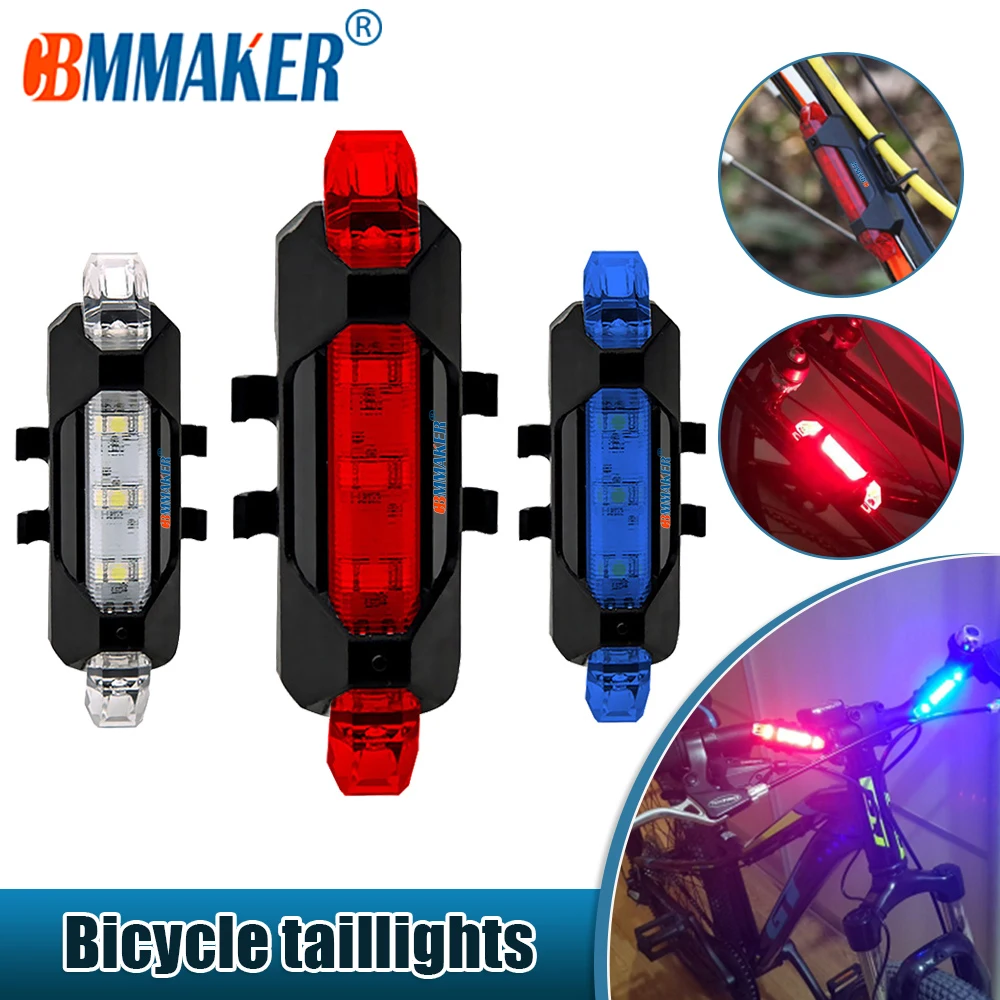 CBMMAKER LED Bicycle Lights Portable USB Rechargeable Bike Warning Light Taillight Cycling Rear Lamp Super Bright Bicycle Light