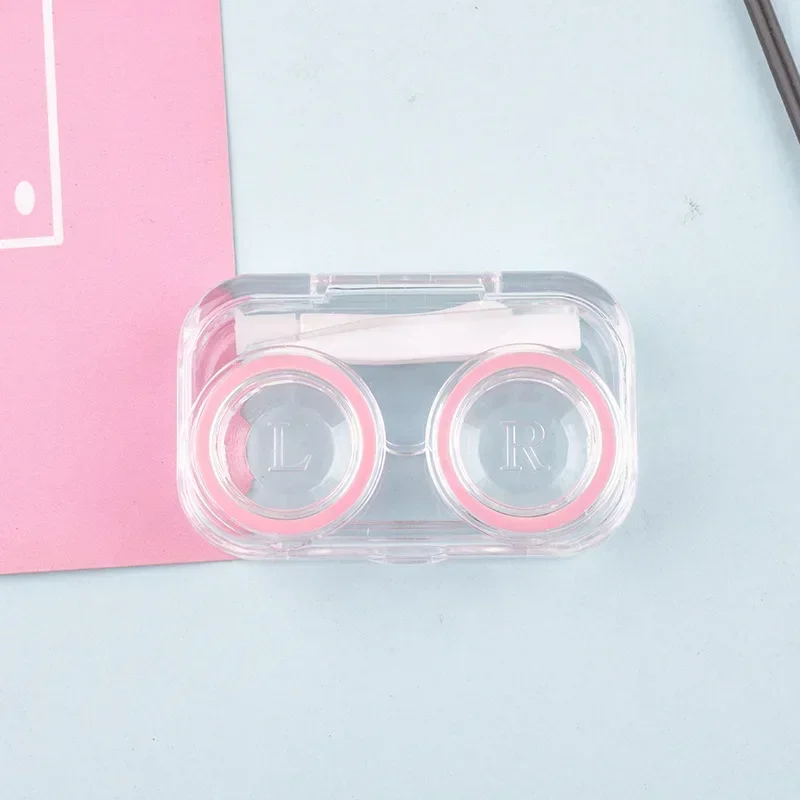 작은 플라스틱 콘택트 렌즈 케이스 간단한 타원형 Transparen 휴대용 아이..
