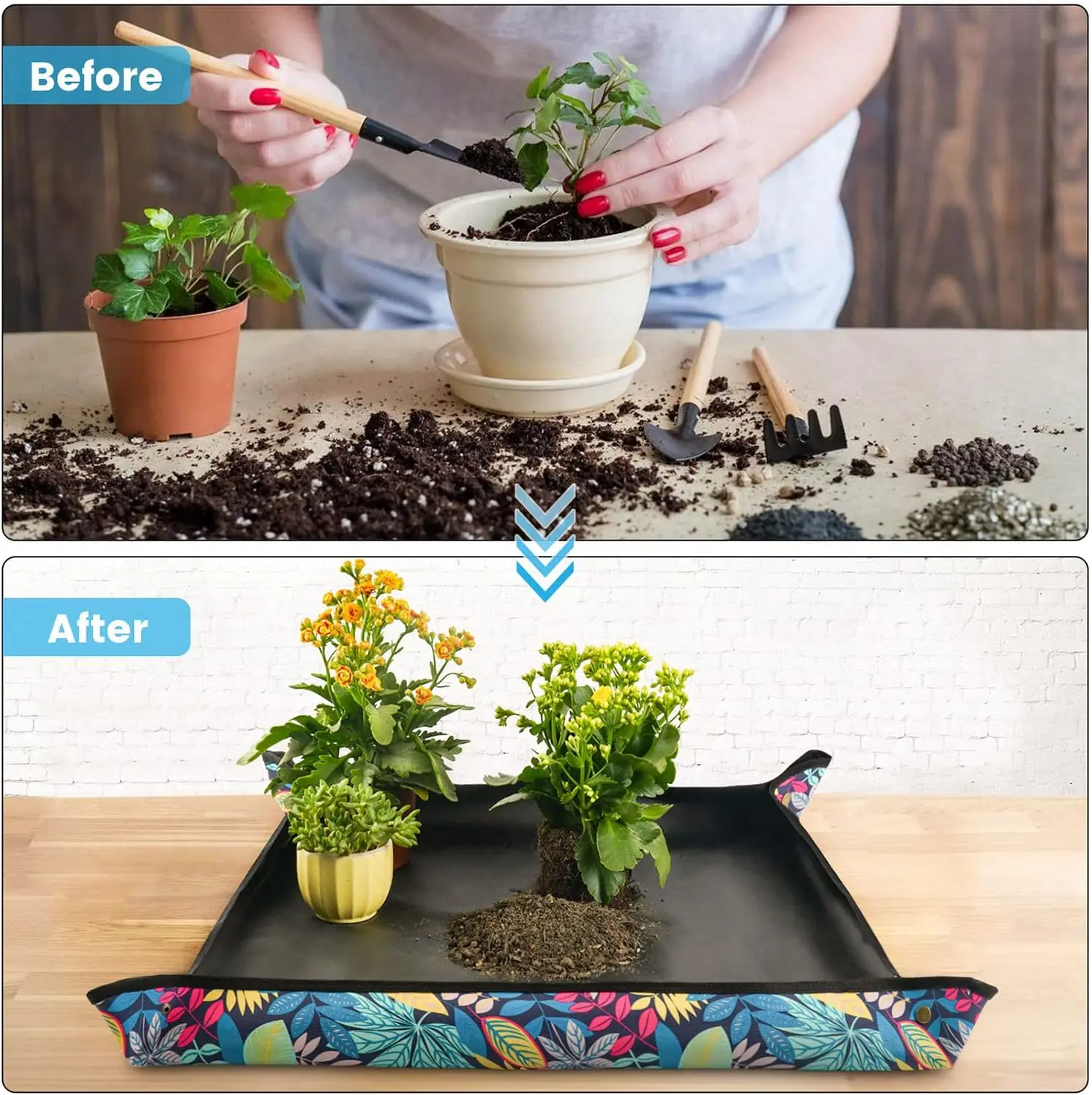 Extra Large Thick Transplant Pad Waterproof Foldable Potting Mat For Indoor Plant Repotting Debris Control Gardening Tray