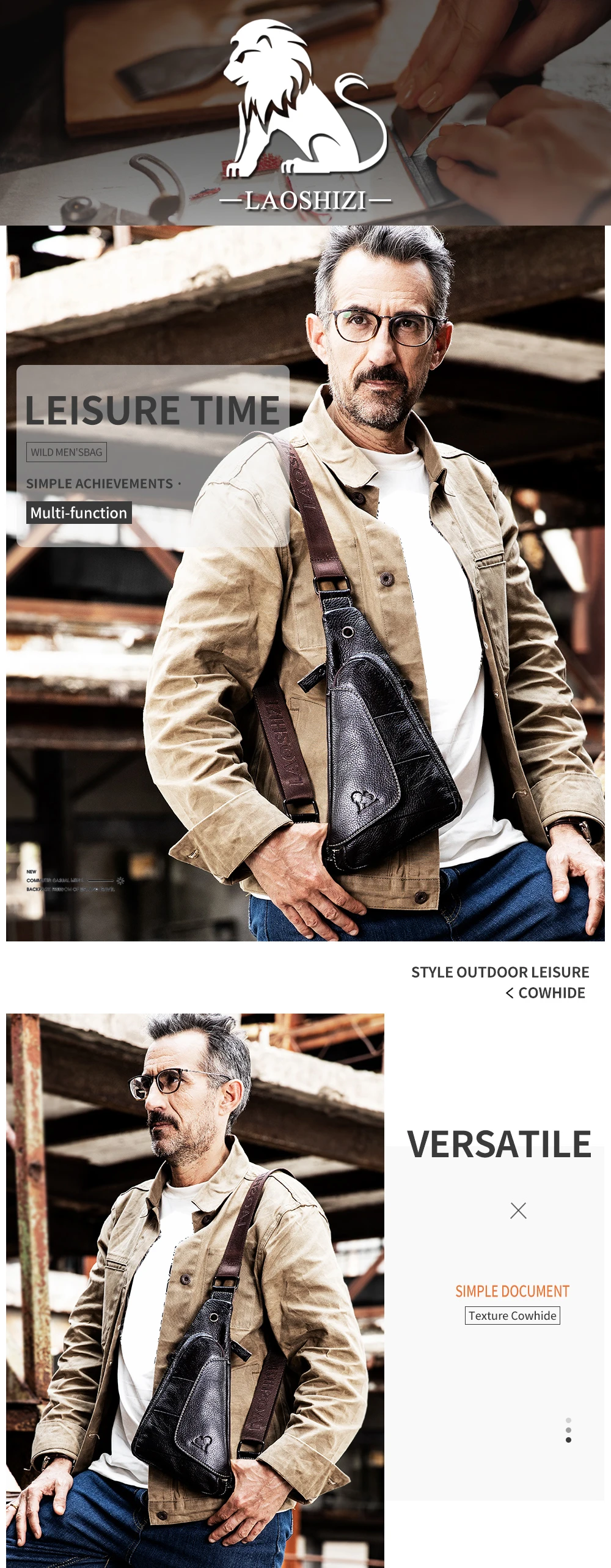 Head Layer Cowhide Chest Bag, Genuine Leather Men's Triangle Bag, Fashionable Retro Mini Bag, Single Shoulder Crossbody Bag
