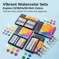 Portable Watercolor Paint Set - Waterproof Rich Pigments 12/18/24/36 Colors 12ml Each DIY Hand Painting Kit for Artists 5