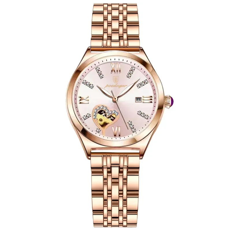 Luxury Women Watch Fashion Diamonds Love Calendar Waterproof Luminous Automatic Wristwatch for Women Students Reloj Para Mujer