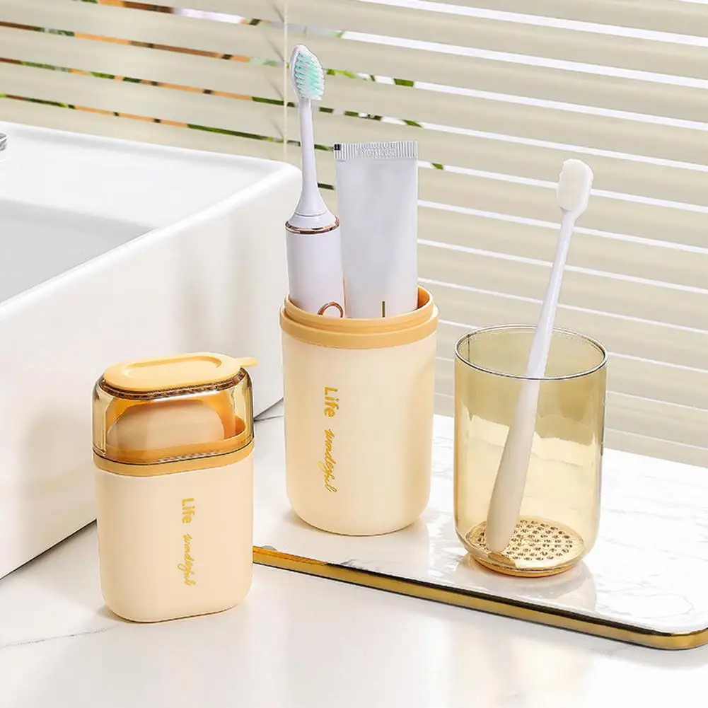 

Travel Toiletry Cup Travel Toothbrush Cup Holder Organizer for Toiletries Storage Portable Waterproof Toothpaste for Bathroom