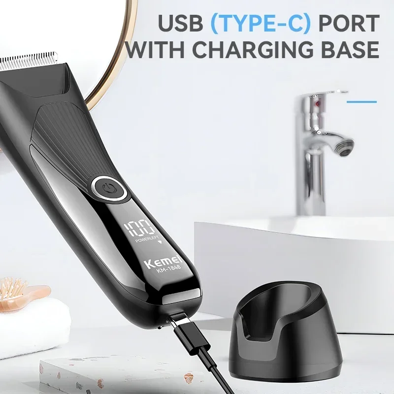 Hair Trimmer Kemei km-1848 Waterproof Body Hair Trimmer Hair removal Epilator Shaver Body Groomer Beard Grooming Kit Trimmers