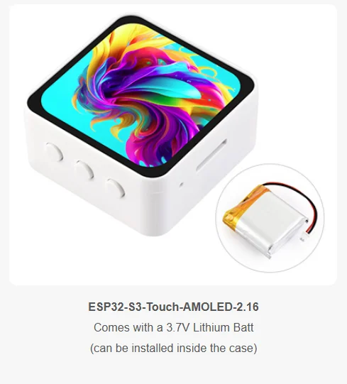 ตัวเลือกสินค้า ชุดพัฒนา IoT ESP32-S3 หน้าจอ AMOLED 2.16 นิ้ว ครบครัน