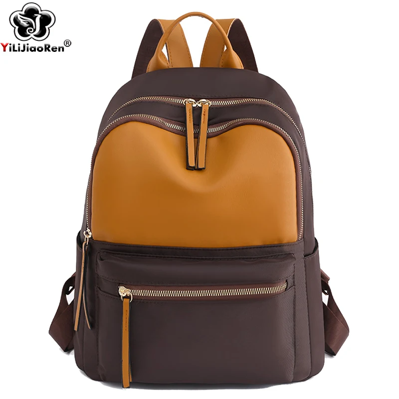 

Fashion Patchwork Backpack Women Waterproof Nylon Bagpack Designer Ladies Travel Rucksack Large School Bags for Teenage Girls