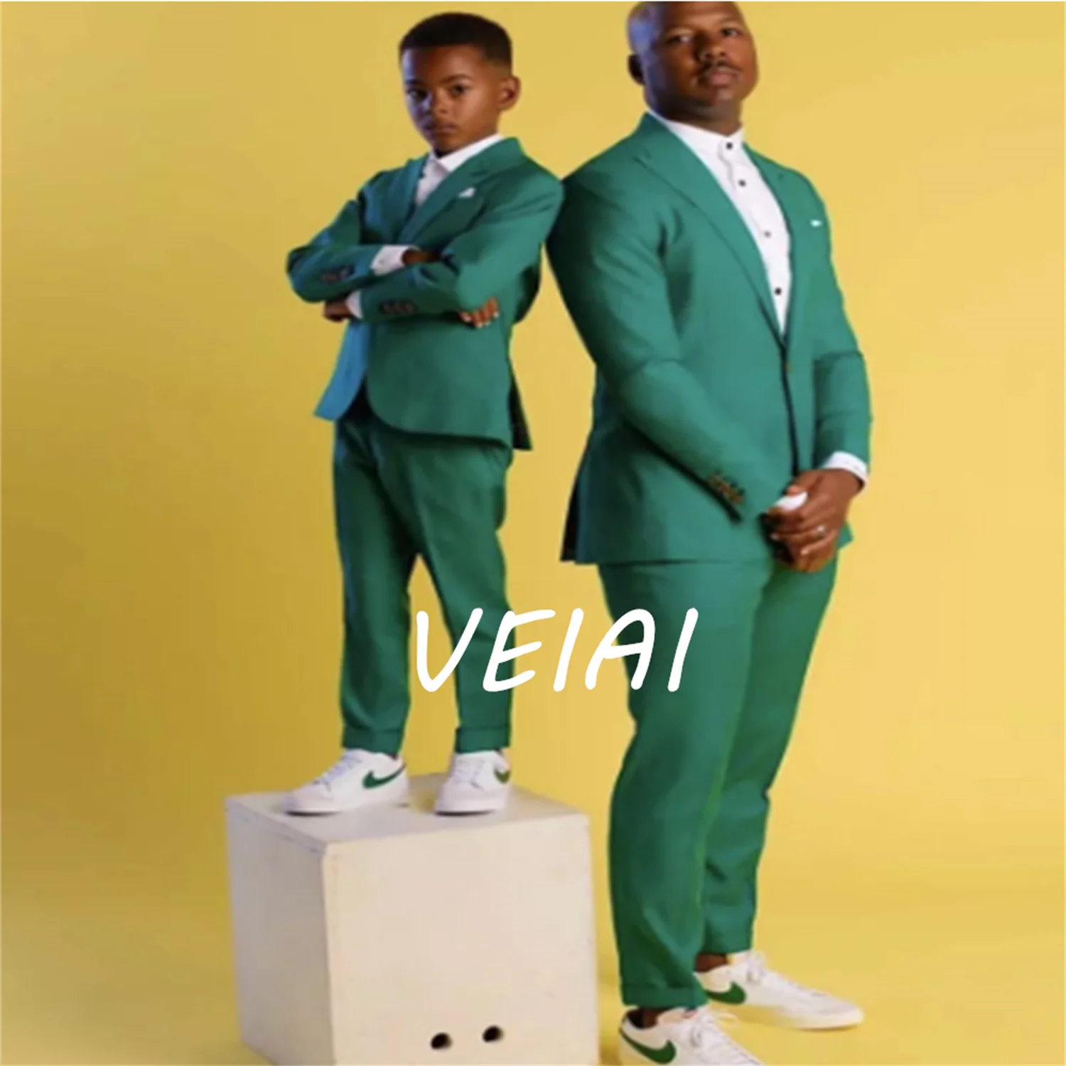 

Костюм мужской облегающий для родителей и детей, зеленый Свадебный деловой костюм, Блейзер, костюм для мальчиков