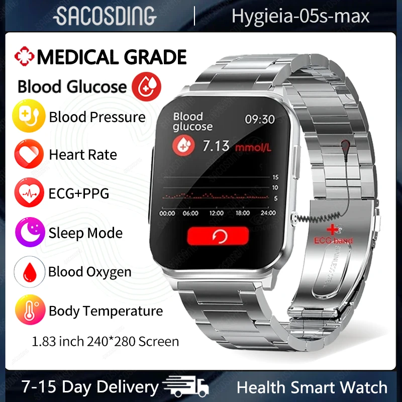 FJAUOQ Smartwatch Reloj Inteligente Reloj Medidor de Glucosa en Sangre sin  Pinchazos, Reloj Que Mide La Glucosa sin Pinchar No Invasivo, Relogio  Inteligente con Frecuencia Cardíaca/oxígeno en Sang : :  Electrónicos