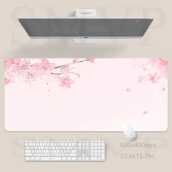 Blossom Pink Sakura XXL Desk Mat - Large Gaming and Office Mousepad - 300x600x2mm (S - SAKURA - PINK)