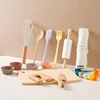 Montessori Kids Play Kitchen Set Pretend Play Cooking Toys Set Kitchen Toys Playset For Toddlers Cutting Board Apron for Kids 4