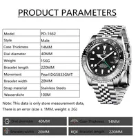 PAGANI DESIGN hommes montre GMT40mm montre mécanique haut de gamme verre saphir acier inoxydable étanche horloge RelogioMasculino cadeau 6