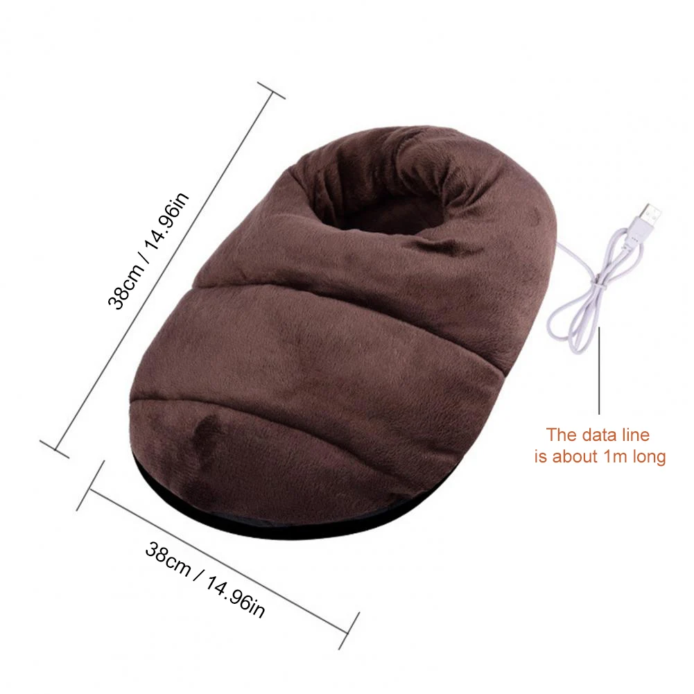 USB Electric Heated Shoes Feet Warmer Comfortable Soft Electric Heating Foot Cushion Washable Detachable Heated for Home Office