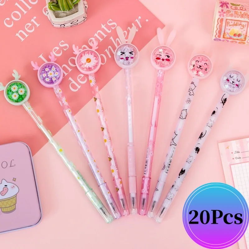 20PcsLotSparklingPinkSequinGelPenCutePensWholesaleOriginalNovelPensforWriting