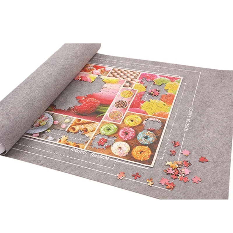 Portable Puzzle Roll-Up Felt Mat for Up to 1500 Pieces - Jigsaw Puzzle Accessory Playmat