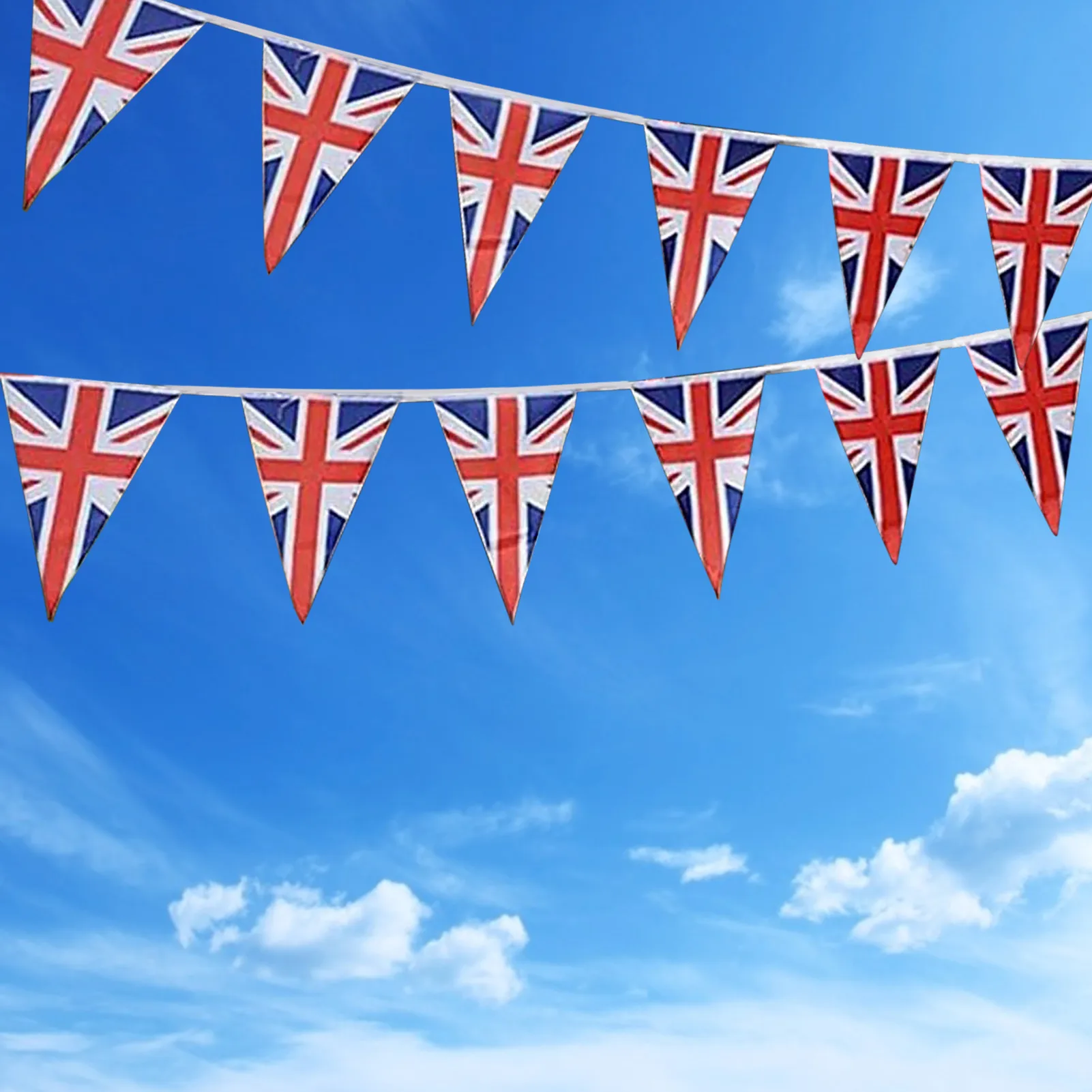 

3M 12 Flags Decoration British Jack Double Sided Patriotic Outdoor Festival Hanging Flag British Union Bunting Banner Cotton