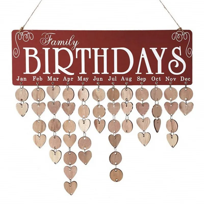 Wooden Calendar Hanging Tags for Birthday Parties Home Decoration Creative Handmade Calendar Crafts and Hanging Orna