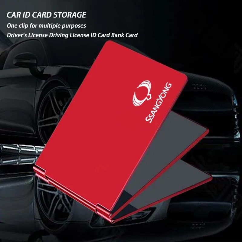 Car Driver'S License Cover Metal Key Card Id Bag Per Ssangyong Kyron Actyon Sport Tivoli Lexus Korando C300 2023 Accessori
