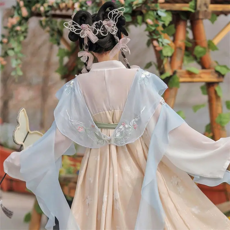 

Chinese Hanfu Dress Set Original Hanfu Women's Tang Han Elements Chest Skirt Spring and Summer Flowing Dress Cosplay