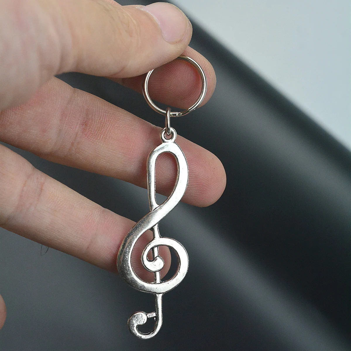 Key Ring Note 12 Sets Retro Silver alloy Large music note pendant 18mm Split Key Ring ...
