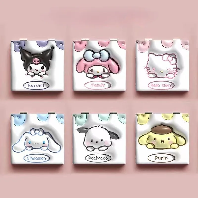 

Sanrio Anime Coolommy Melody Portable Small Mirror Cartoon Cute Hello Kitty Makeup Mirror Folding Mirror Girl Makeup Mirror