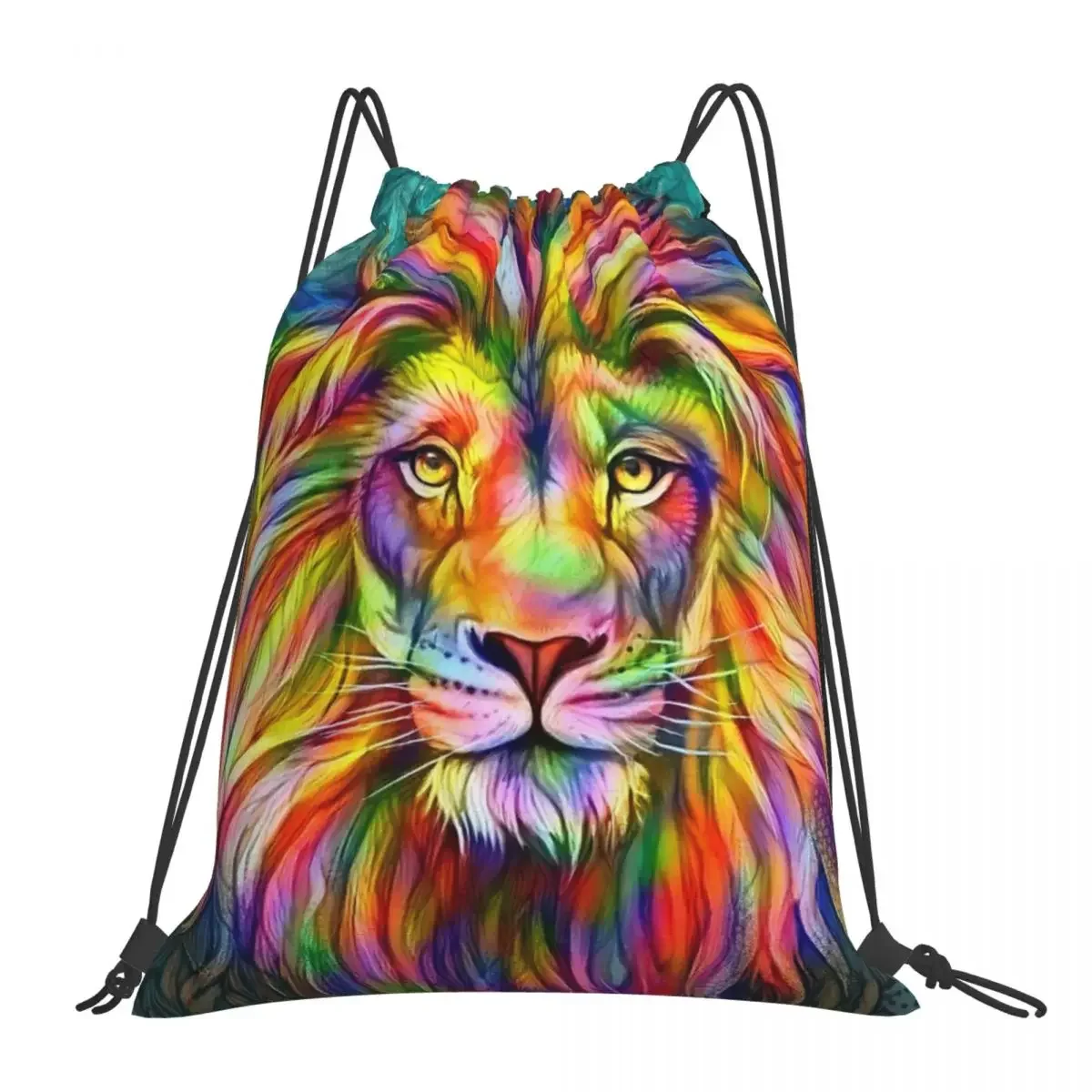 

Rainbow Lion Backpacks Multi-function Portable Drawstring Bags Drawstring Bundle Pocket Storage Bag BookBag For Man Woman School