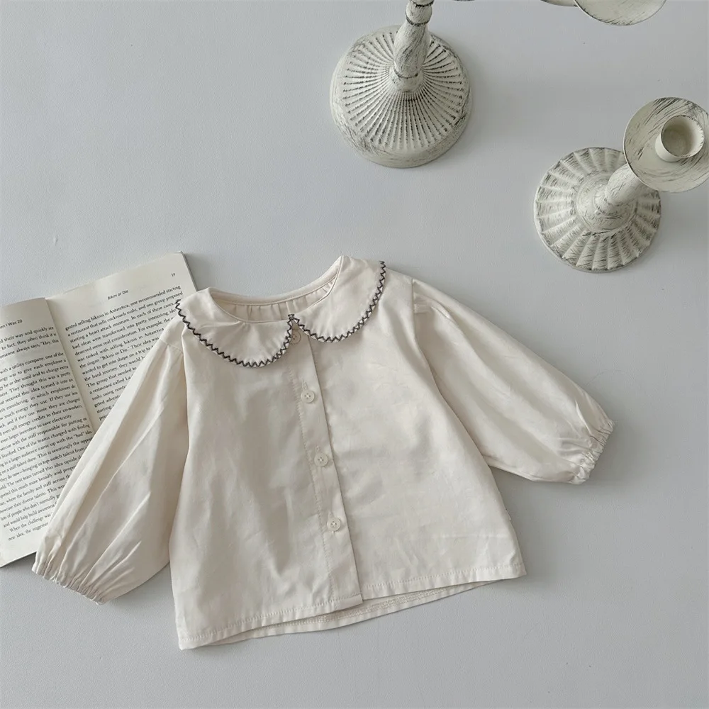 Autumn New Baby Girl Lapel Floral Long Sleeve Cardigan Infant Toddler Versatile Shirts Coat Baby Girls Simple Casual Jacket