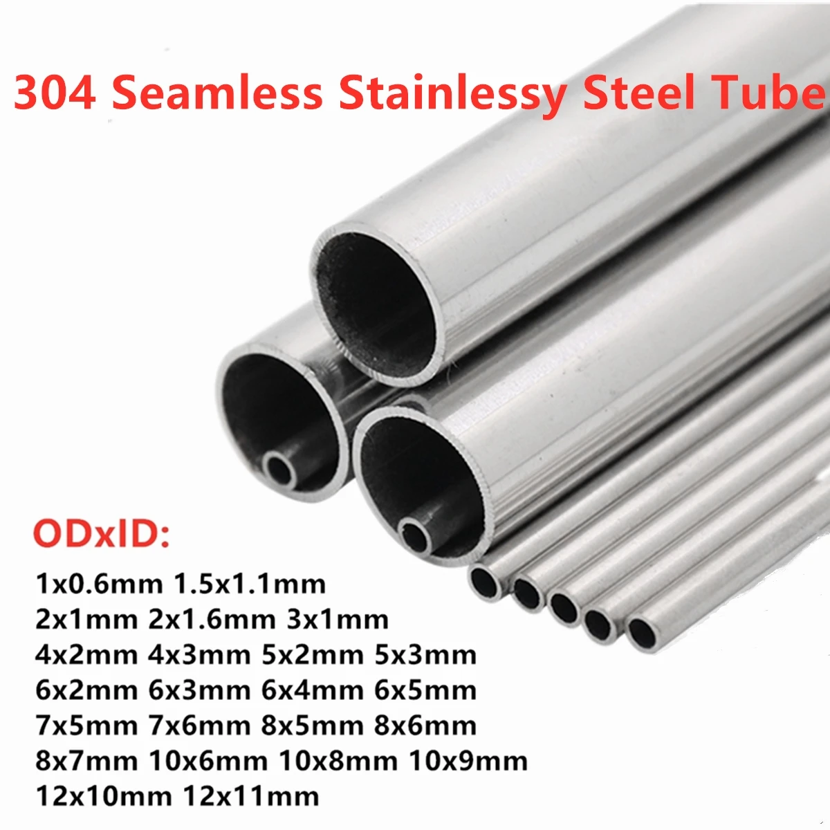 Stainless steel tube OD1/1.5/2/3/5/6/7/8/10/12mm 304Seamless Stainlessy SteelTube Length 50~500mm Round Capillary Seamless Straight Tube