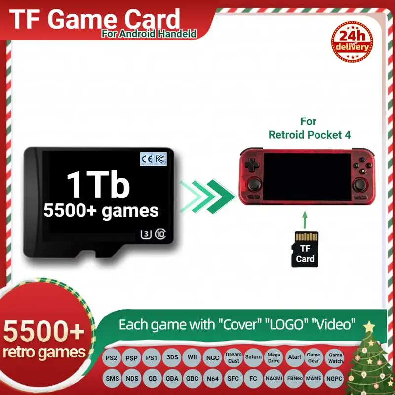 

Новая карта памяти TF для Retroid Pocket 4 Pro, популярная классическая ретро-игра, PS2 PSP 3DS android, портативная ручная 1T 512G 3 Plus, флип