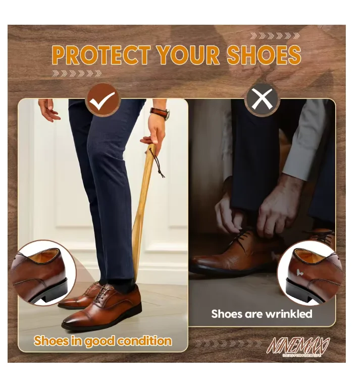 40CM Professional Wooden Shoe Horn Flexible Long Handle Solid Wood Shoehorn for seniors Useful Shoe Lifter Shoe Spoo