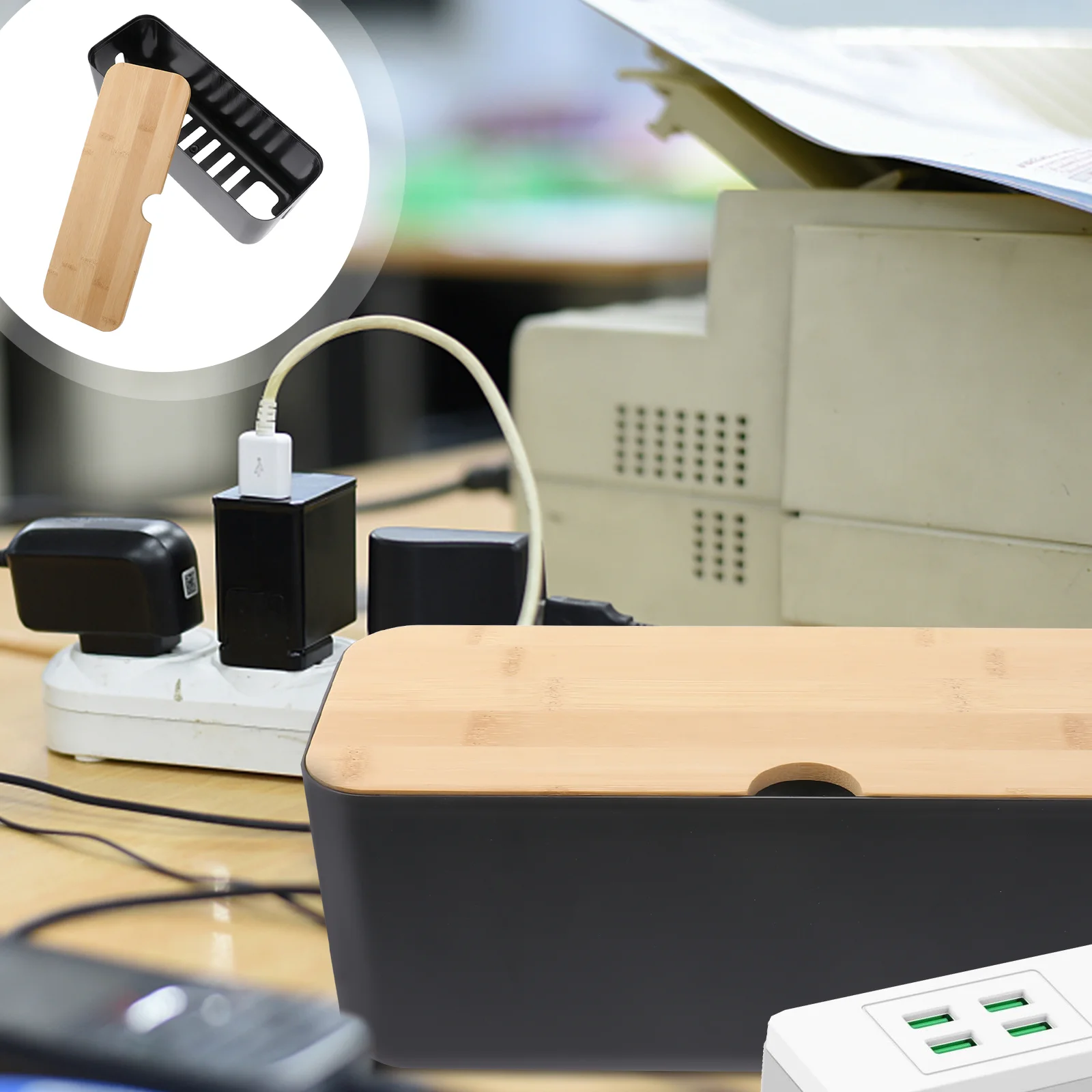 

Box Cord Organizer Cable Management For Desk Wire Cables Boxes Floor Cover Storage White Container Black Household Plastic Power