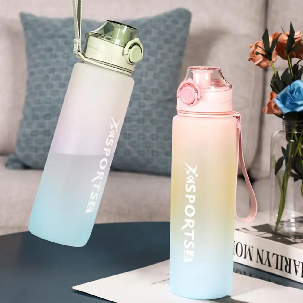 1 Liter Motivational Water Bottle With Straw with Time Marker Leakproof Sports Water Bottle for Gym Camping Tour