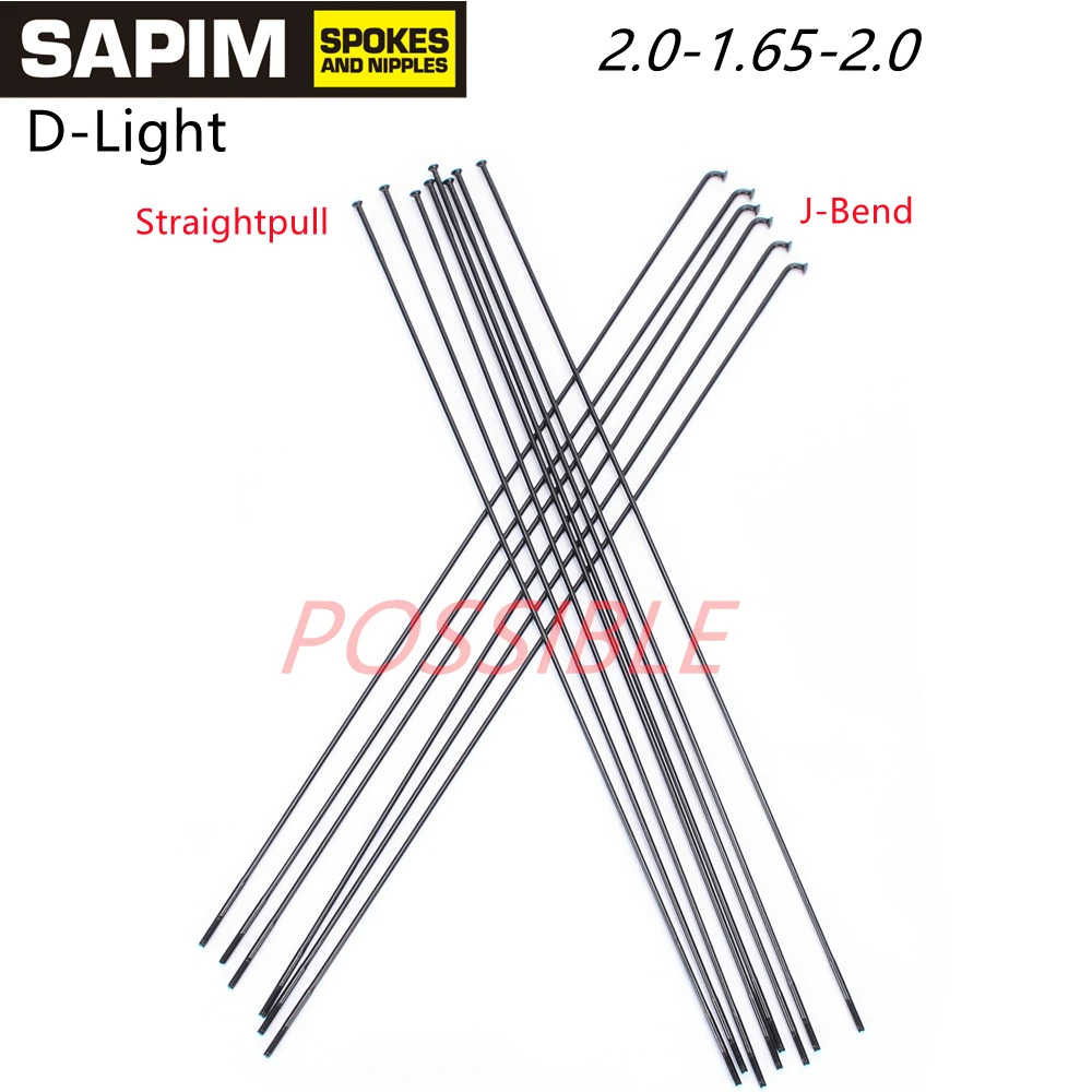 Sapim D-Light Spokes Double Butted Round spoke 14G J-Bend/Straight Type Black 2.0-1.65-2.0mm bicycle parts bike accessories bicycle spokes