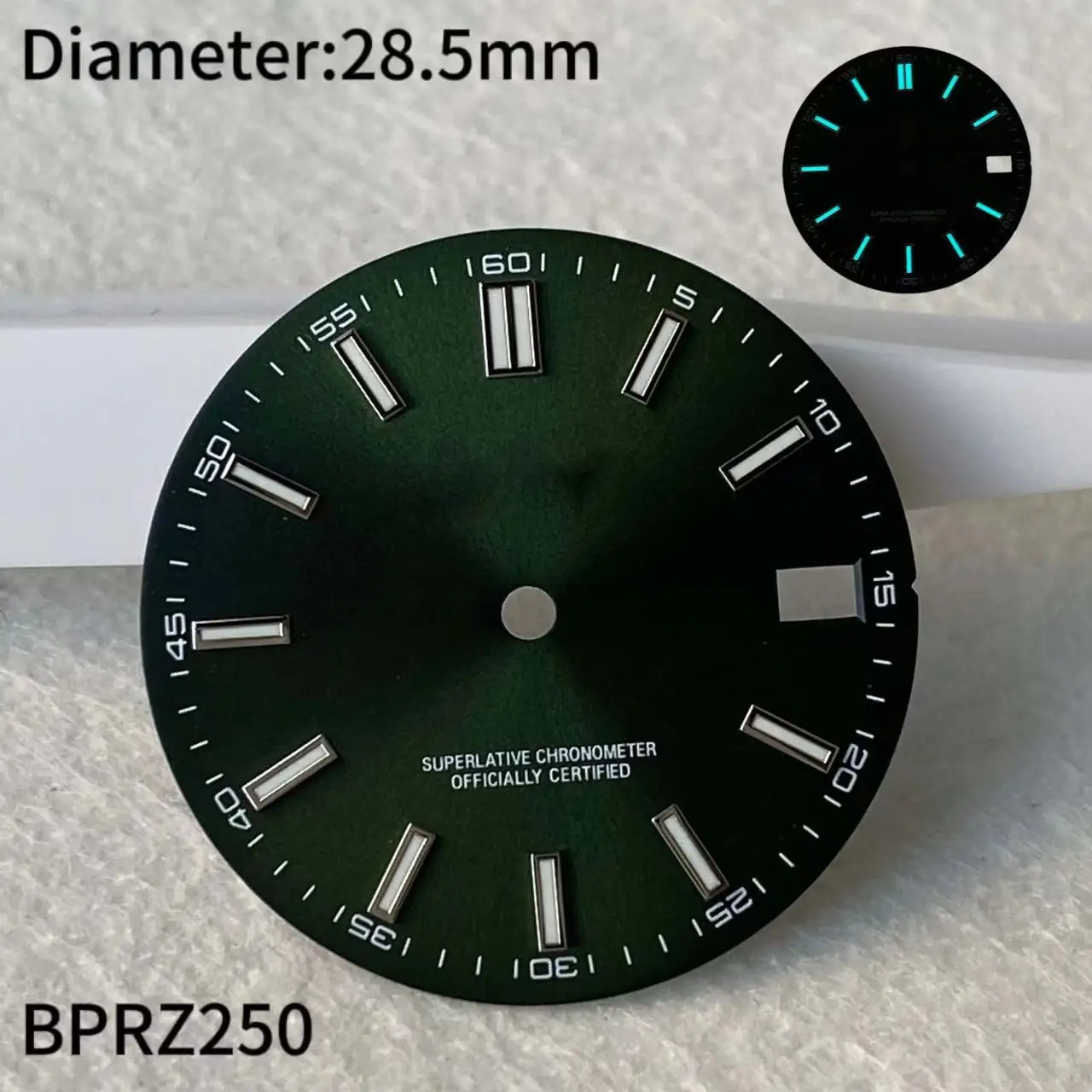 28.5mm Single calendar Blue Light Date S dial Black Silver Blue Dial Suitable 35 36 Automatic Movement 29mm S Dial
