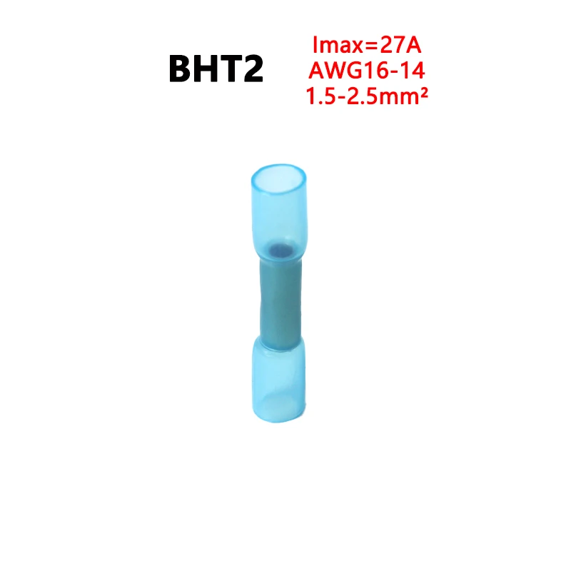 Фото Термоусадочная кабельная трубка BHT0.5 BHT1.25 BHT2 BHT5 AWG22-10, водонепроницаемая, Стыковая ОБЖИМНАЯ, медный изолированный соединитель №4
