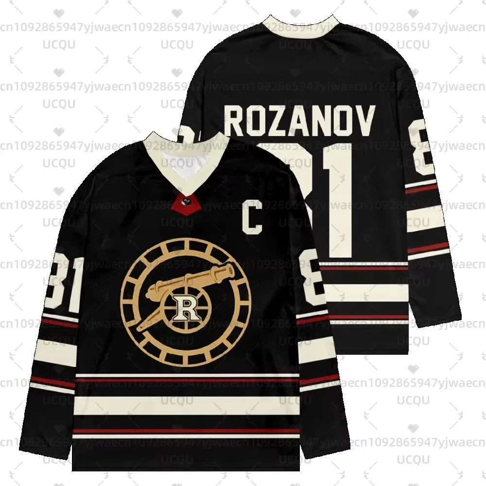 2026 남성용 새로운 가열식 라이벌리 하키 저지 긴팔 티셔츠 남성용 여성용 Rozanov HOLLANDER V 넥 티셔츠 유니섹스 탑 풀오버