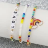 4PCS/Set Women's Watch Casual Nylon Band Analog Quartz Watches Love Beads Bracelets Set 6