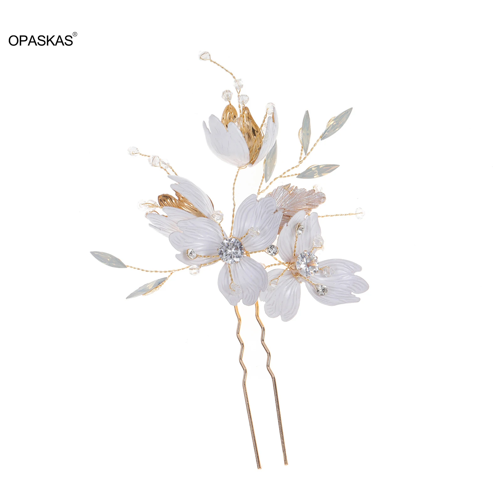 Hair Accessory Wedding Floral Hairpin Hair Clip For Women 1pc Fashion U-shape Crystal Hair Fork Bride Tiaras Noiva Crown Headdress Jewelry