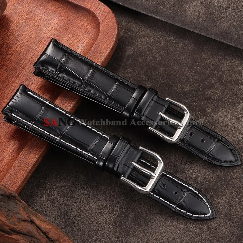 Premium Genuine Leather Watch Band - Elegant Business Bracelet in Black and Brown
