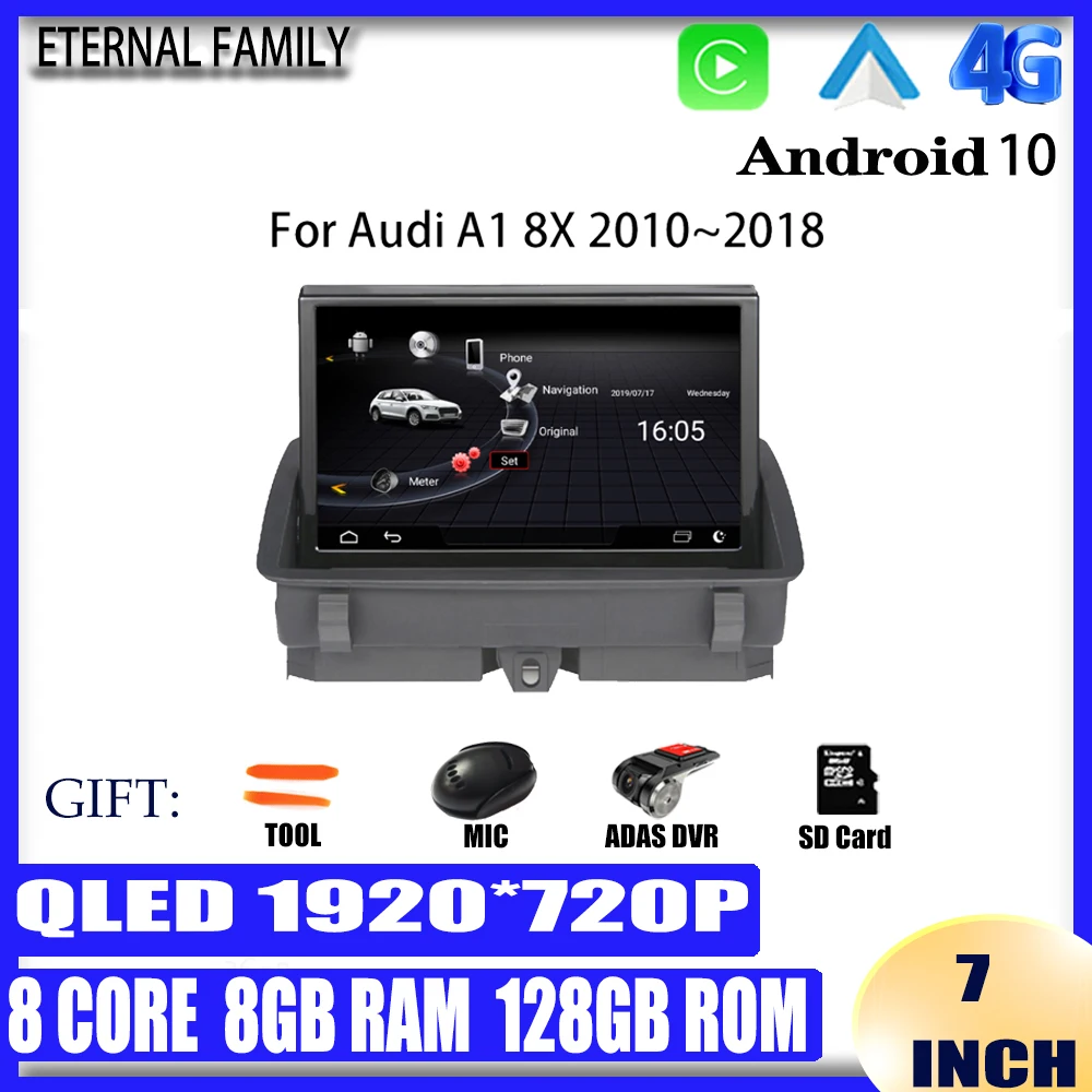 

Car Multimedia Player Stereo GPS Radio Navigation 8 Core NAVI 7 Inch Android 10 Screen MMI 2G 3G for Audi A1 8X 2010-2018