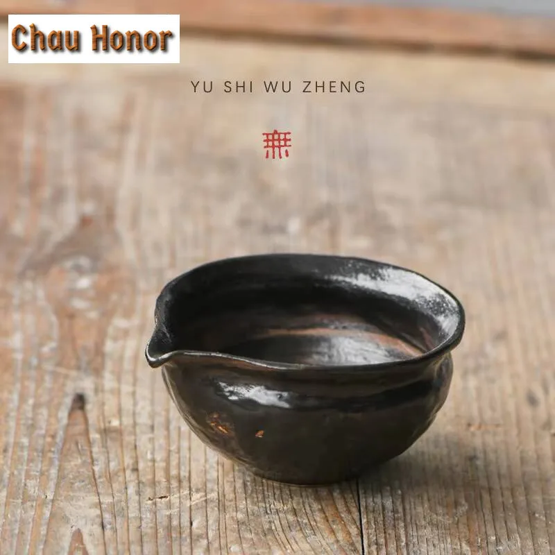 150ml Wabi-sabi Style Japanese Water Drop Fair Cup Hand-made Rough Pottery Zen Tea Divider Justice Cup Coffee Tea Pitcher Teaset