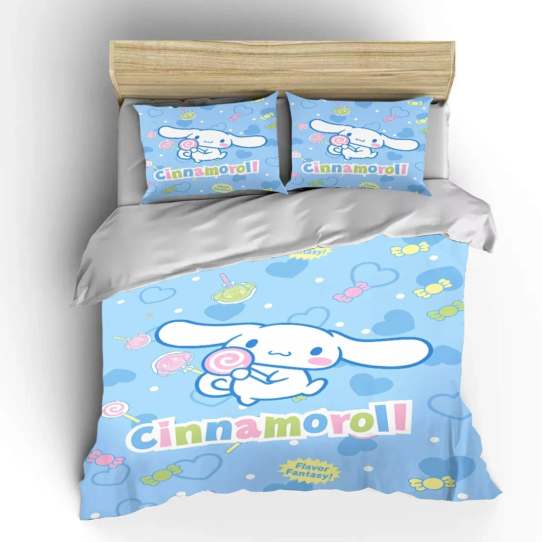 

Cinnamoroll Bedding Set Sanrio Japanese Style 3 Pieces Set King Size Baby Fashion Bed Set US Twin Adult Bed Cover Bedroom Sheet