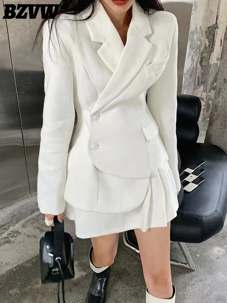 

BZVW Trendy Temperament High-end Blazers Dress Women 2023 Spring Autumn Fashion Office Lady Designer Suit Dresses Female 25X2787