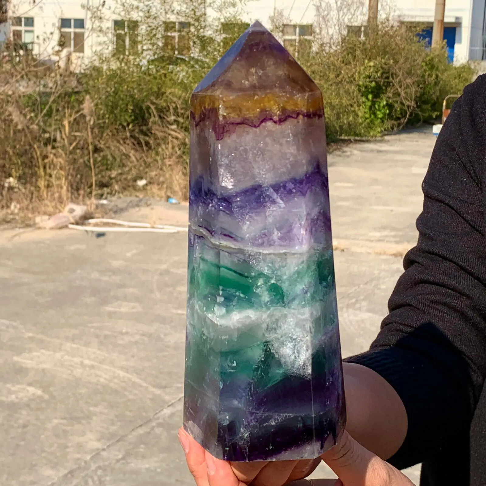 Natural Large Colored Fluorite Crystal Point Natural Crystal Wand Healing 3